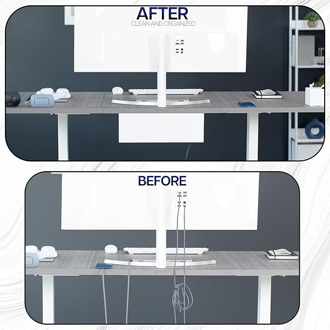 VIVO Under Desk 17 inch Extra Deep Cable Management Tray, Power Strip Holder, Cord Organizer, Wire Tamer for Office and Home, White, DESK-AC16-1CW