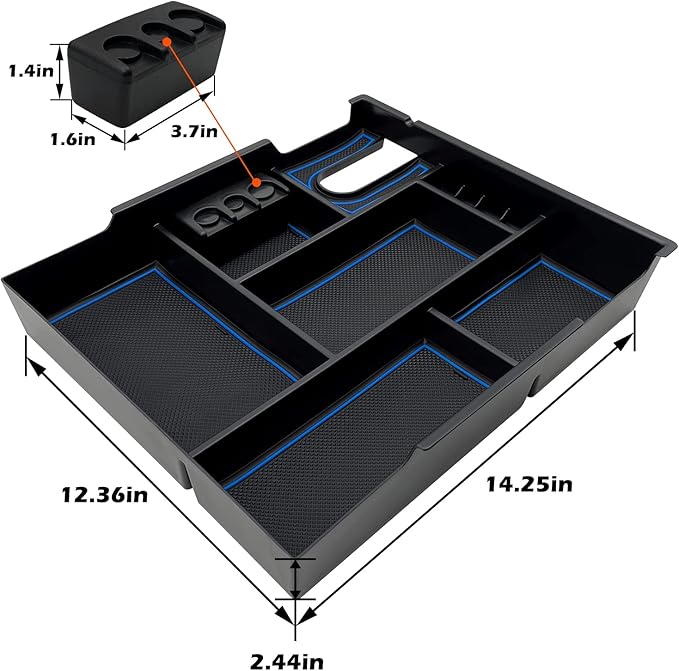 JOJOMARK Compatible with Toyota Tundra Accessories Center Console Tray Organizer fits for Toyota Tundra 2014-2020 2021 Insert ABS Armrest Box Secondary Storage (Blue)