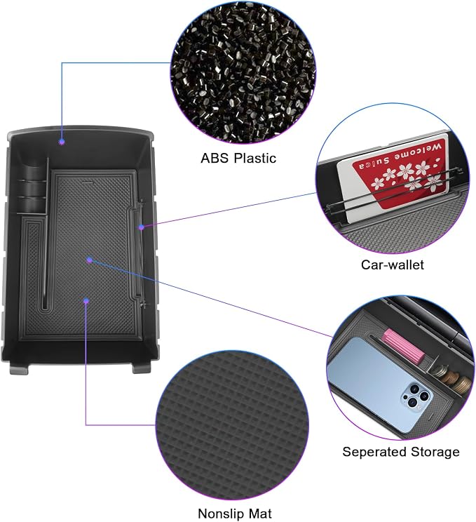 SXCY for 2025 2026 Genesis GV80 Center Console Organizer for Genesis GV80 Accessories 2025 2026 GV80 Front Console Tray 2025 2026 GV80 Armrest Console Organizer(Black Mats)