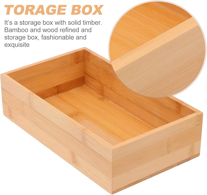 Uonlytech Storage Box for Desktop Sundries, Natural Wood Organizer Container, Home Décor Accent for Office and Living Room Storage