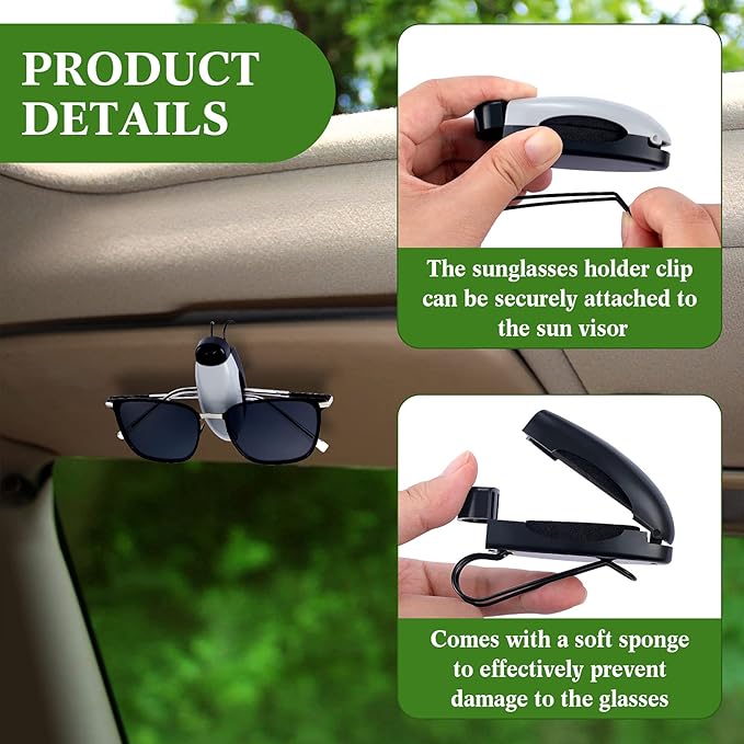 Frienda Car Sunglasses Holder Clip 2 Pieces Sunglasses Visor Clips for Car Sun Visor Glasses Holder Eyeglasses Mount Accessories(Black, Grey)