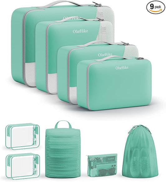 9 Set Packing Cubes for Travel, Gifts for Women Mom,Anti-Tearing Suitcase Organizer,OlarHike Vacation Essentials & Accessories for Cruise Ship