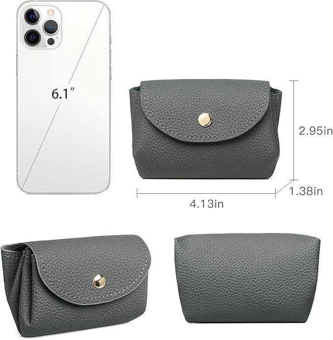 SENDEFN Leather Coin Purse for Women Small 3 Cash Change Pouch Holder Wallets