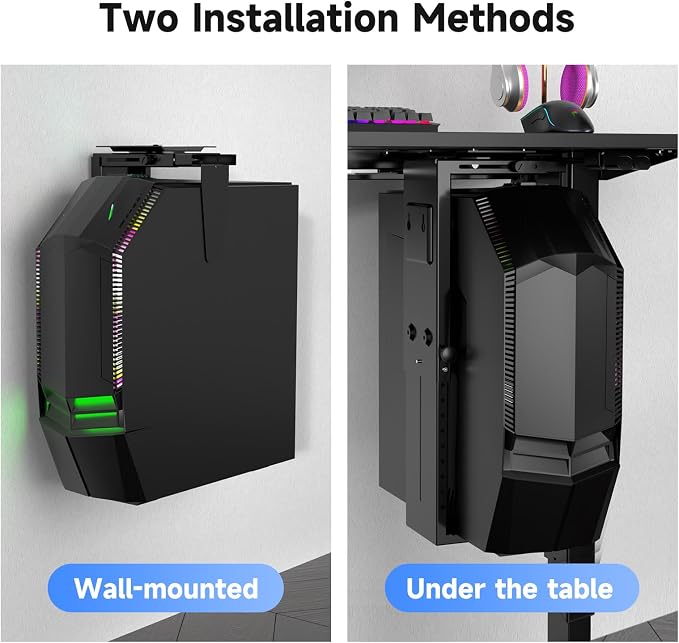 Suptek Adjustable Under Desk and Wall PC Mount,3.94 to 11.61 inch Wide Computer Case CPU Hanger Holder 360 Degree Rotatable Under-Desk PC Hanging Stand Holder Mount (ZJJ001XL)