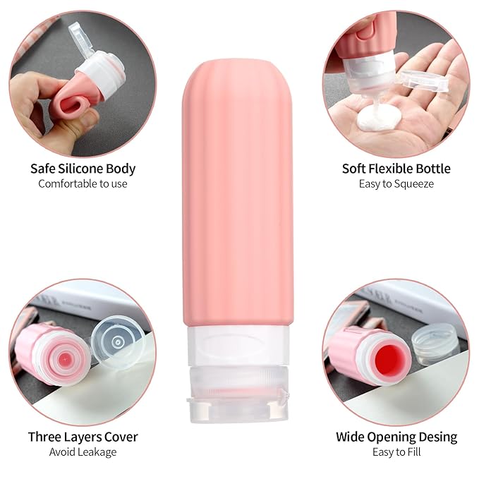Mrsdry 16 Pack Travel Bottles for Toiletries, Leakproof Travel Containers for Toiletries, TSA Approved Silicone Travel Accessories Squeezable Refillable 3oz for Shampoo Conditioner Lotion