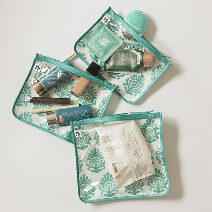 Tiny Twinkle Diaper Bag Organizing Pouches|3 Pack Mess-Proof Clear Front Travel Organizer Bags&TSA Approved Toiletry Bag Set for Baby and Mom Essentials