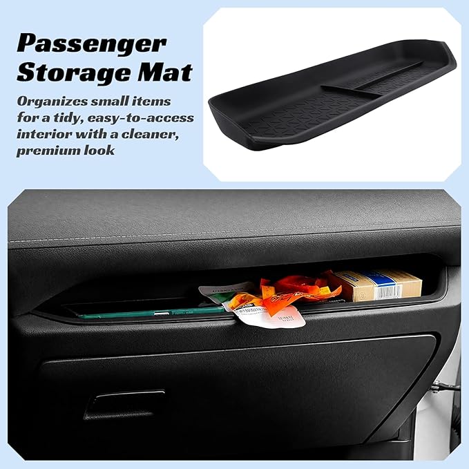 CARFIB Driver Storage Box Organizer Mat Fit for Toyota RAV4 2025-2019 Passenger Side Mats Glove Box Organizer Tray Interior Insert Accessories