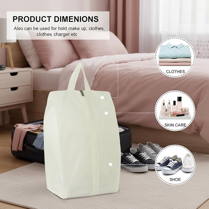 6pcs Portable Shoe Organizer, Travel Pouches with Zipper, Golf Shoe Bags, Clothes Bags, Soccer Cleats Bag Shoe Pouch for Gym, Waterproof, Odor-Resistant (White)