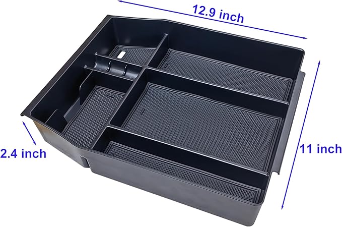 Zxiaochun Center Console Organizer Compatible with 2021 2022 2023 2024 Ford F150 Interior Accessories, Armrest Box Insert Storage Tray (Full Console w/Bucket Seats ONLY) Black Trim