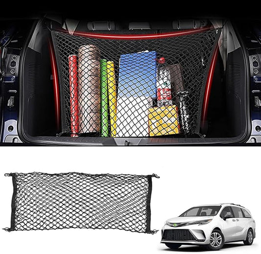 Karltys Envelope Style Cargo Net for Toyota Sienna 2026 2025 2024 2023 2022 2021, 2025 Sienna Accessories Rear Trunk Mesh Cargo Net, Elastic Heavy Duty Nylon Mesh Storage Netting Organizer