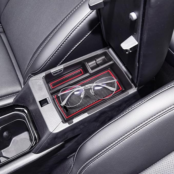 TACOBRO Center Console Organizer Tray Compatible with Jeep Compass 2022 2023 2024 2025 Accessories Insert Armrest Glove Box Secondary Storage Divider ABS Materials，Red