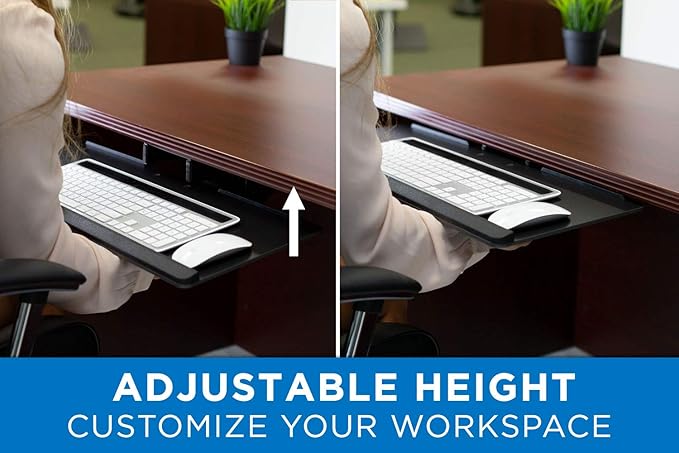 Mount-It! Keyboard Tray Under Desk, Full Motion Computer Keyboard and Mouse Tray, Slide Out Ergonomic Keyboard Drawer with Gel Wrist Pad, 26" Wide, Tilt, Swivel and Height Adjustment, Black