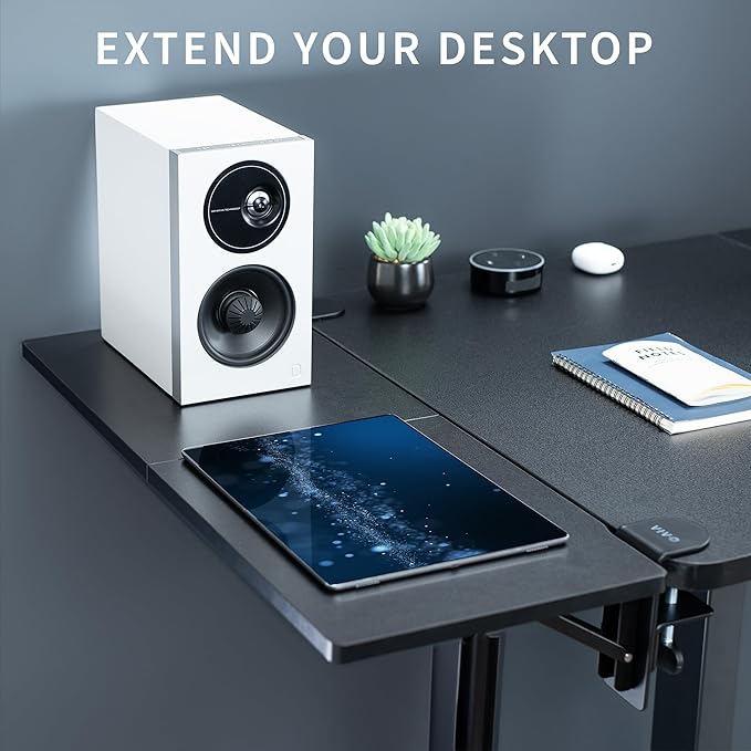 VIVO Clamp-on 30 x 12 inch Foldable Desk Extender, Wrist Support Arm Rest, Office Keyboard Tray, Side Table Extension Attachment, Black, DESK-EXT30