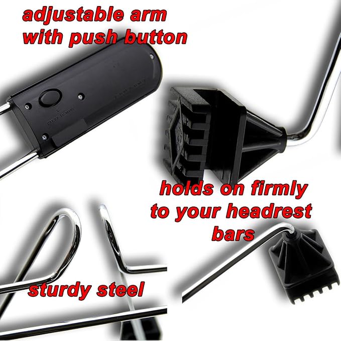 Zento Deals Chrome Car Seat Coat Rack Hanger - 11in to fit onto Most headrests (Silver 1)