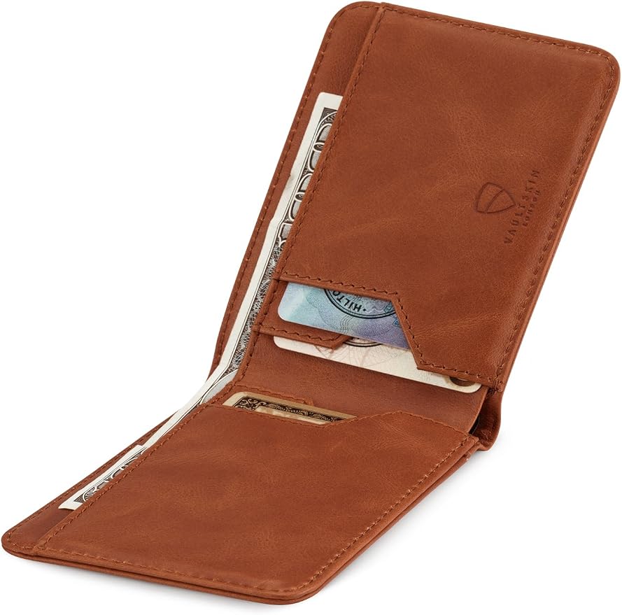 Vaultskin MANHATTAN Slim RFID Blocking Bifold Leather Wallet for Men - Men’s Leather Wallet, Front Pocket Minimalist Card Holder, Holds 9 Cards and Cash, Premium Italian Leather