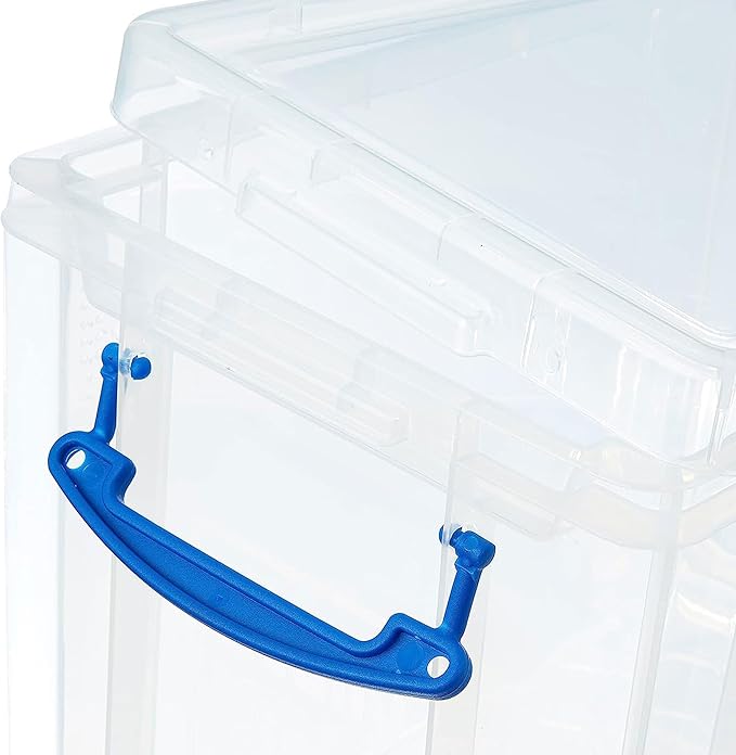 Really Useful Box 19 Liter Plastic Stackable Storage Container with Snap Lid & But-in Clip Lock Handles for Home or Office Organization, Clear