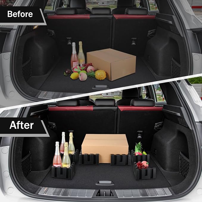 4 Pack Car Trunk Organizer Blocks for Back of SUV Multipurpose Car Storage Organizer Blocks Trunk Divider Available to Wool Carpet for Truck SUV Van Cargo