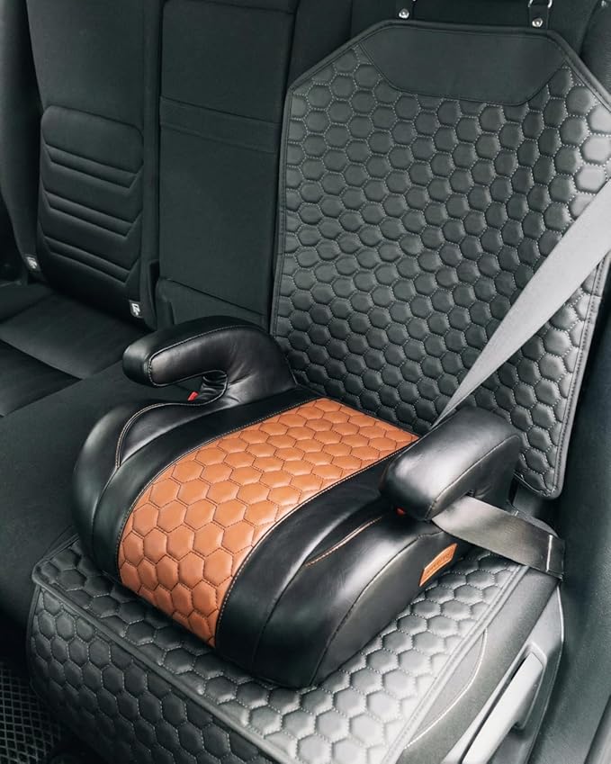 Owleys Premium Leather Car Seat Protector for Child Car Seat Cover from Dirt Scratches - Infant Car Seat Protector for Back Seat/Front Booster Seat Protector Under Baby Car Seat Waterproof 1pc Black