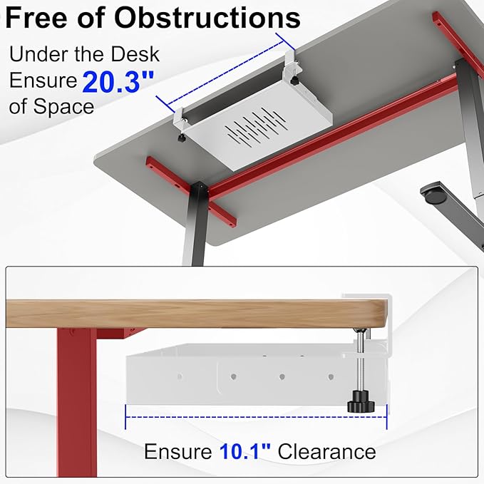 BYMECOST No Drill Under Desk Storage Shelf, Metal Under Desk Drawer Organizer with Clamp, Mount Under Desk Shelf Adds Tray, Desk Drawer for Office Desks, Table, Gaming Desk, Workstations (White)