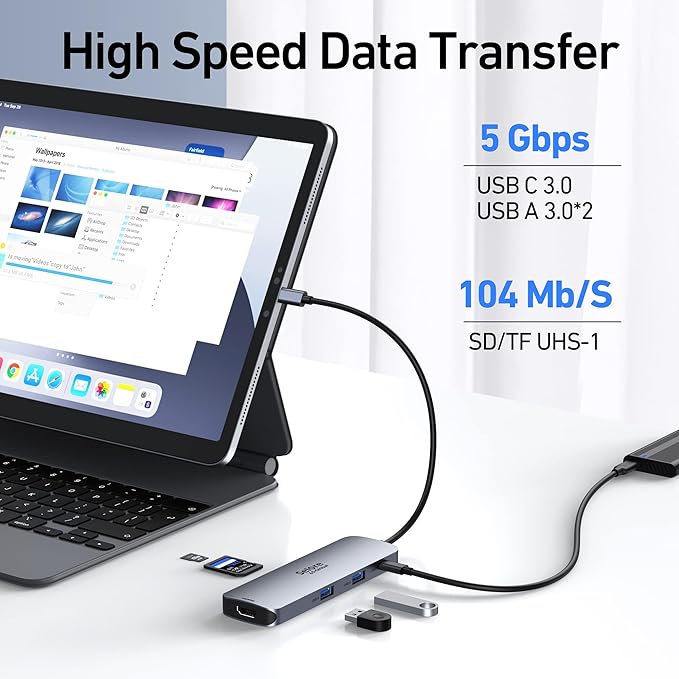 USB C Docking Station Dual HDMI Monitor, USB C to Dual HDMI Adapter with 2HDMI Ports, PD Charging, SD/microSD, USB A&C 3.0 Ports, Laptop Docking Station for Dell XPS/HP/Lenovo/Surface/Yoga etc