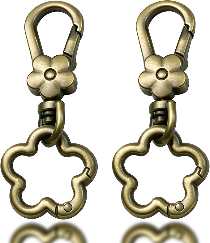 Metal Keychains for Women Men, 2PCS Cute Flower Shape Quick Release Key Chain Bag Charms Car Keychain Holder Clip