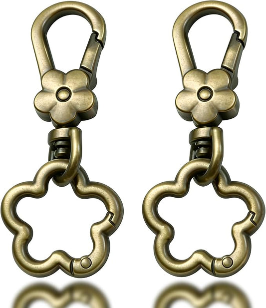 Metal Keychains for Women Men, 2PCS Cute Flower Shape Quick Release Key Chain Bag Charms Car Keychain Holder Clip