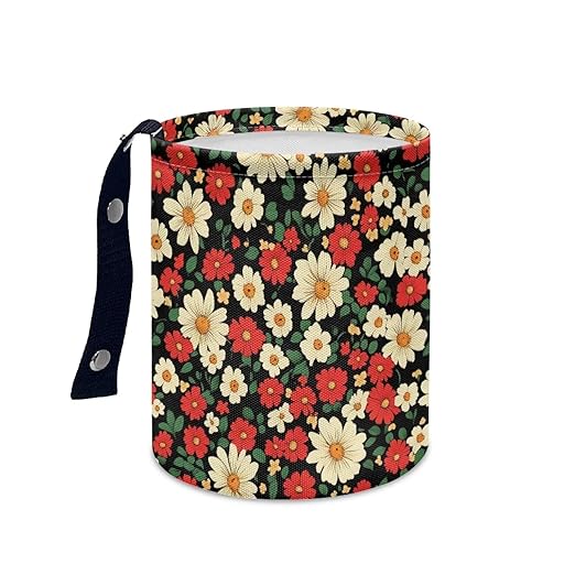 Car Trash Can Collapsible Auto Trash Bin Multipurpose Rubbish Holder Christmas Decoration for Front Seat, Back Seat, Floor, Headrest, Hippie Floral