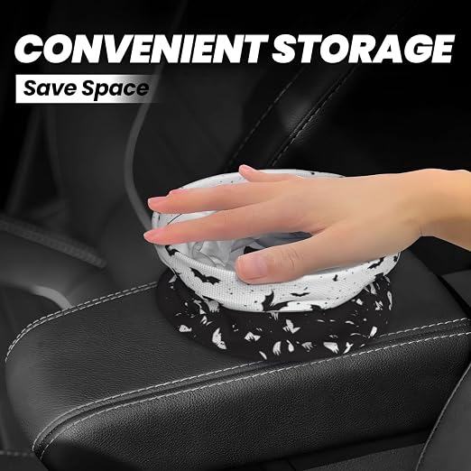 Car Trash Bag Abstract Black Bat Waterproof Trash Small Car Can Portable Collapsible Car Garbage Can Hanging for Back Seat Floor or Hanging Headrest Car Decor Road Trip Essentials