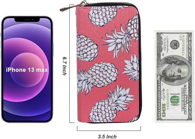 Cellphone Wallet for Women Dual Zipper Long Purse with Removable Wristlet