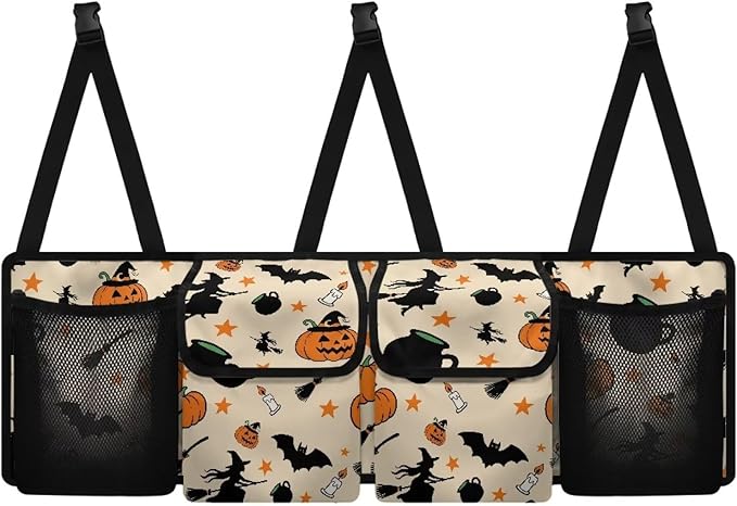 Hanging Trunk Organizer Cartoon Halloween Car Back Seat Storage with 4 Large Pockets Foldable Automotive Interior Accessories for Sedans MPV SUV Jeep Trucks Van