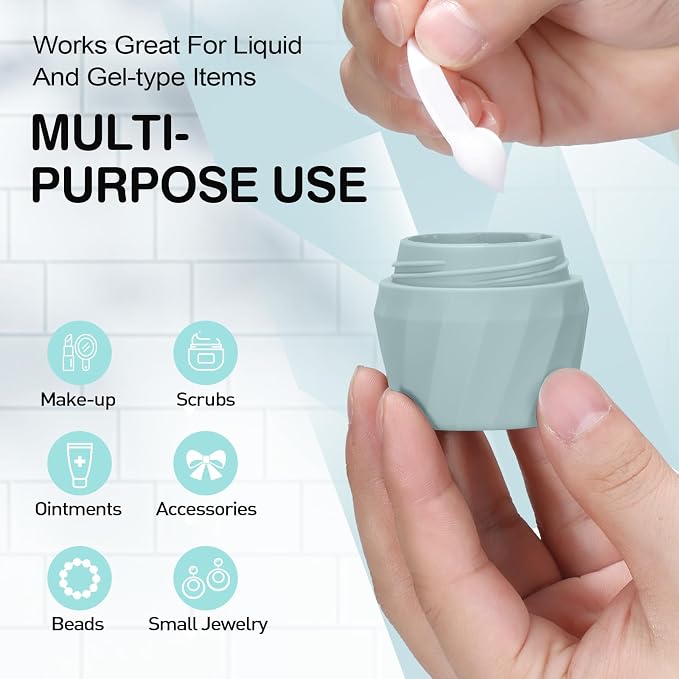 Silevoler 14pack Travel Bottles for Toiletries, TSA Approved Travel Size Toiletries Containers Set, Premium Silicone Leak Proof Refillable Squeezable & Creams jars Accessories Kit W/Clear Bag (Gray)