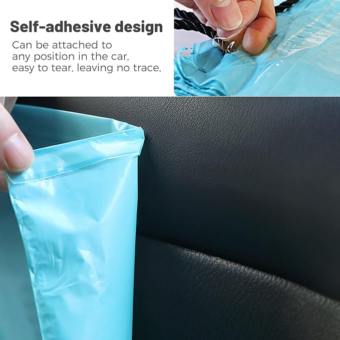 Hanging Disposable Stick-On Recyclable Car Garbage Bags, Vomit Bags for Car, Kitchen, Bedroom, Study Room, Travel, Camping, Office Space, Pack of 100