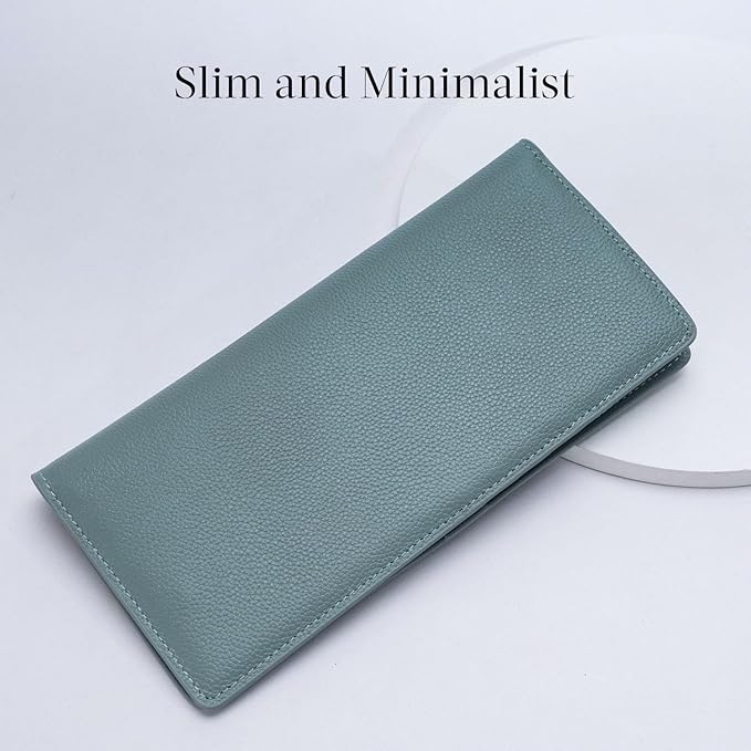 Bveyzi Ultra Slim Thin Leather RFID Blocking Credit Card Holder Bifold Clutch Wallets for Women