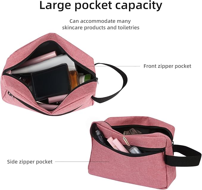 Icramsy Travel Toiletry bag Toiletry bag for women men Hanging Cosmetic bag Travel accessories for Women Men (Dusky pink)
