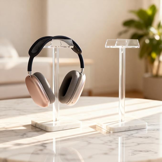 Acrylic Marble Headset Holder Headphone Holders for Desk, Gaming Headphone Stand,Universal Holder for Music Headset Accessories 1 Pack(DP029)