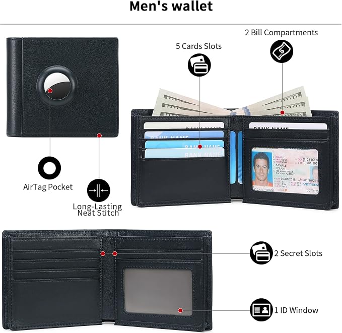 FALAN MULE Wallet for Men Genuine Leather RFID Blocking Credit Card Holder for Men