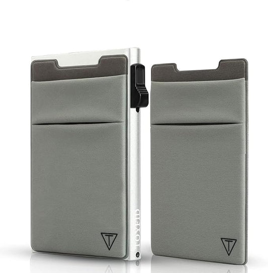 TOYFID Credit Card Holder Wallet for Mens - Metal Slim Minimalist Cards Holder with Stretch Money Pocket - RFID Blocking&Ultralight Small Wallet