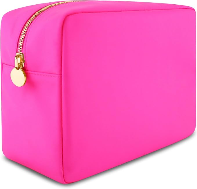 DANCOUR Nylon Makeup Bags for Women Large Preppy Travel Toiletry Pouch Cosmetic Bag Makeup Organizer