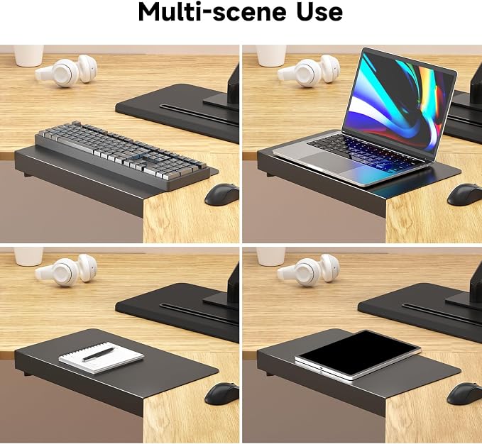 Suptek 17-inch Black Corner Mounting Bracket Extender for L-Shaped Desks – Fits Under-Desk Keyboard Trays (Model DESKEX01)