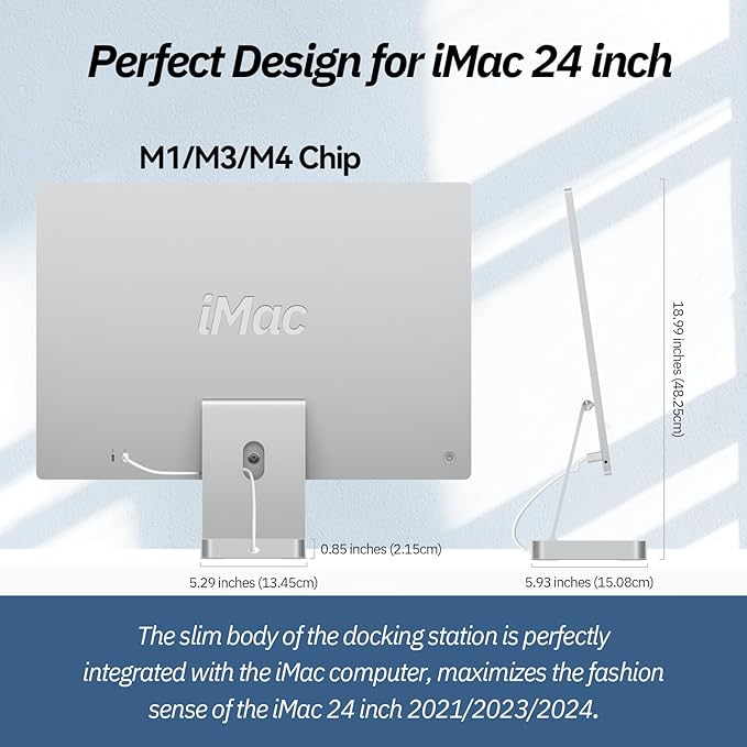 USB C Hub for iMac 24 inch 2021/2023/2024, Minisopuru iMac Hub Support M.2 NVMe SSD, i Mac Accessories for iMac M1/M3/M4, i-Mac Adapter with USB A/C 10Gbps, SD/TF, M.2 SSD (Not Included), Silver