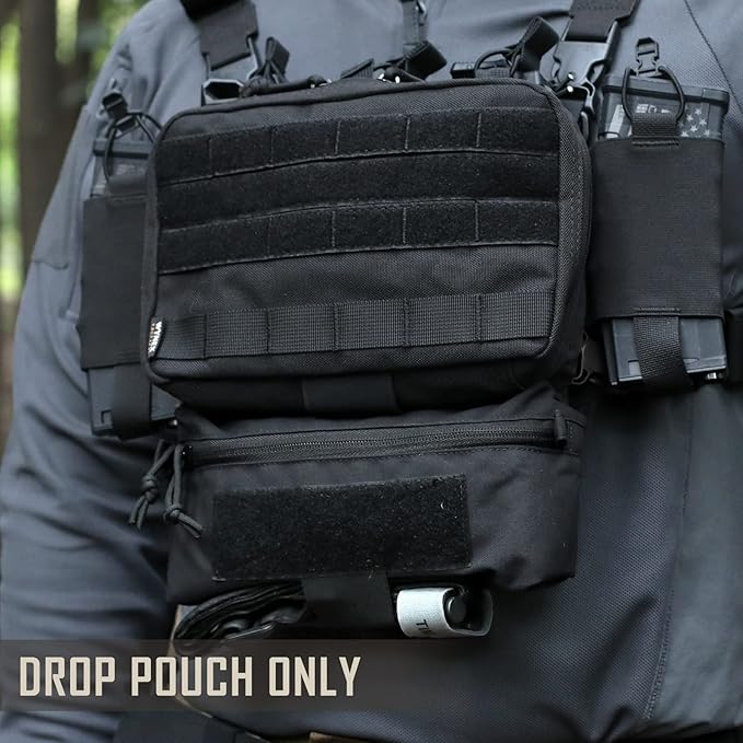WYNEX Tactical Dump Drop Pouch, Dangler Pouch Utility Tool Pack Sub Abdominal Carrying Bag EDC Pocket Organizer Accessories for Plate Carrier Chest Rig