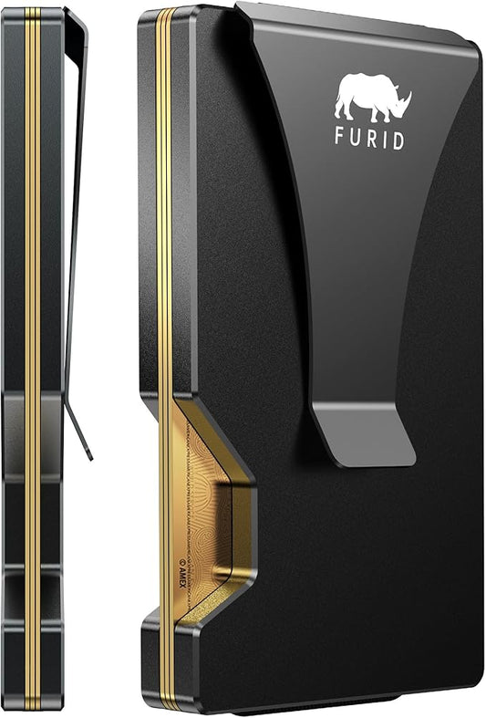 furid Minimalist Card Wallet for Men Slim: Rfid Metal Wallet with Money Clip Credit Card Holder - Gift for Man Husband at Brithday Stocking Stuffers