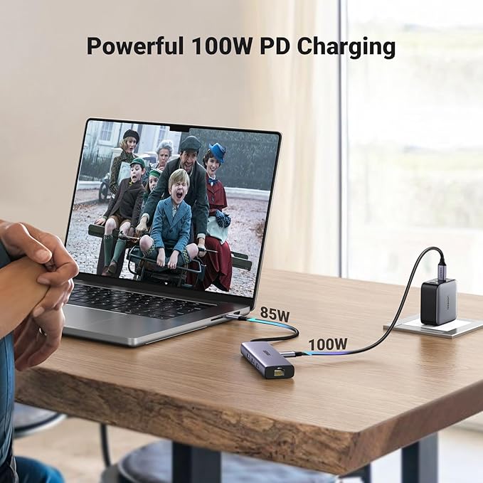 UGREEN Revodok 6 in 1 USB C Hub Gigabit Ethernet Adapter with 4K HDMI, 100W PD Charging, USB A Data Ports Compatible with Mac M1, M2, M3, M4,M5,iPad, iPhone 16 Pro/Pro Max, Steam Deck