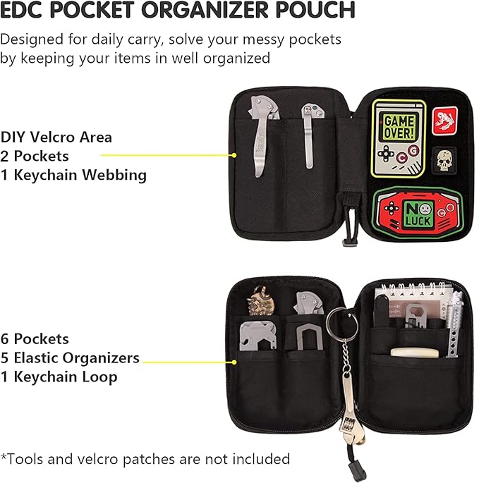 Mighty Pouch EDC Organizer - Nylon EDC Pocket Pouch with Hook and Loop Closure