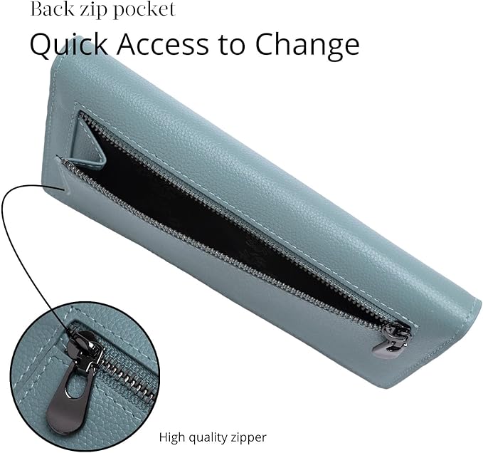 Bveyzi Ultra Slim Thin Leather RFID Blocking Credit Card Holder Bifold Clutch Wallets for Women