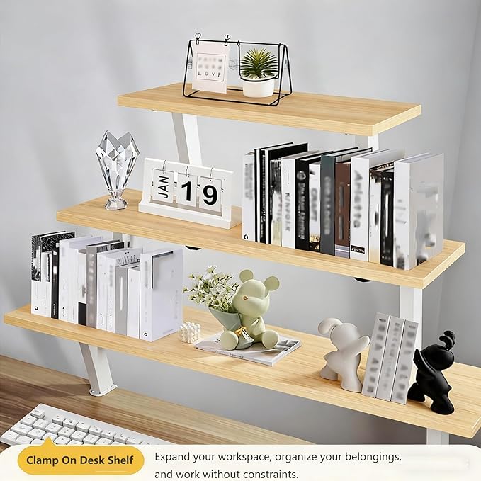 Clamp on Desk Shelf, Desktop Shelf Organizer Space Saving Desk Storage Rack for Office Study Home Dorm No Drill (31.4 x 7.8 in)
