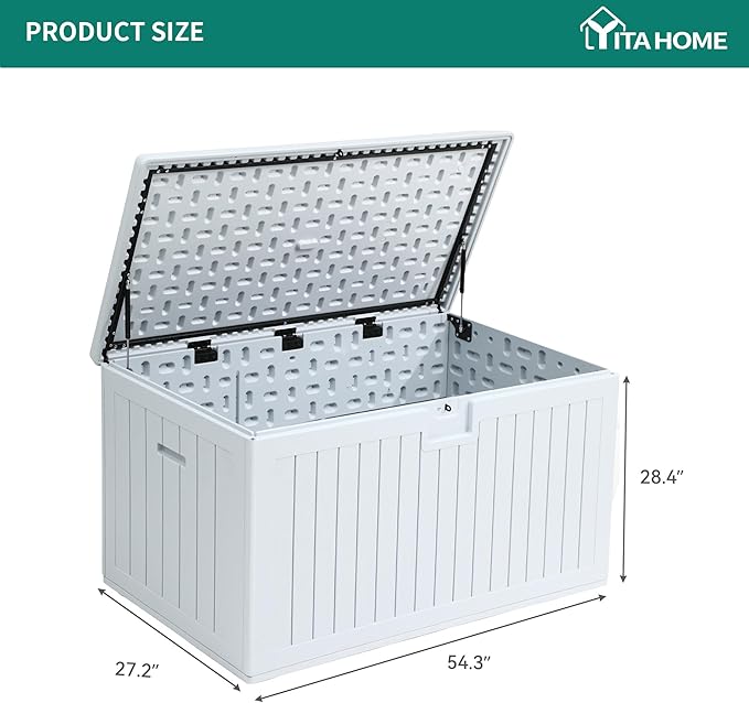 YITAHOME 150 Gallon Double-Wall Deck Box with Side Handles, Outdoor Large Storage for Patio Furniture Cushions, Garden Pool Accessories, Water Resistant & Lockable