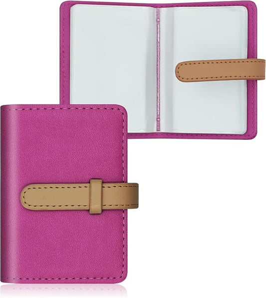 Credit Card Holder with 26 Suitable Slot, ID Card Case PU Leather Wallet for Women Men Business Organiser Pocket (Rose Red)
