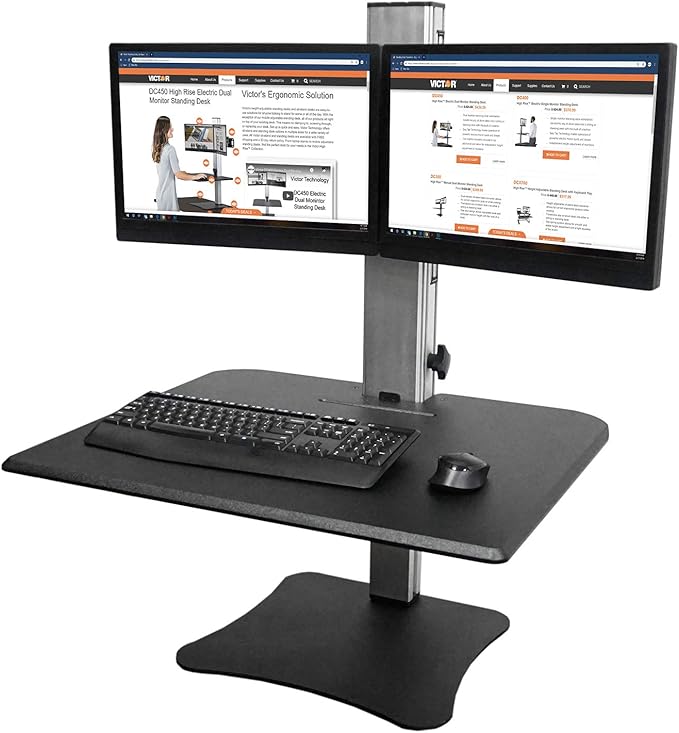Victor DC350A Manual Dual Monitor Height Adjustable Sit-Stand Standing Desk Converter