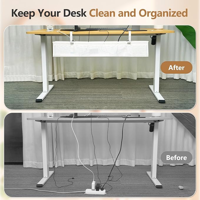 SHUWEI 36" Under Desk Cable Management Tray, Premium Mesh Cable Management for Desk, Clamp/Screw Mount Cable Tray for Office and Home (Black, 35.6" L)